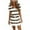 #7-Brown, variant on Pntutb Women's Casual V-Neck Short Sleeve Bandage Stripe Print Loose Dress Clothes