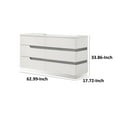 thumbnail image 5 of Benjara Ara 63 Inch Wide Dresser, 6 Drawers, Crystal Accents, White Laminate Finish, 5 of 6