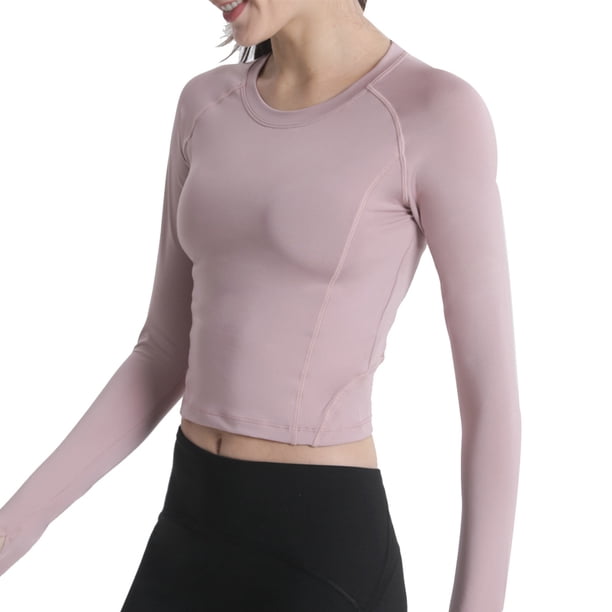 Camiseta Entrenamiento Mujer Manga Larga - Tela Transpirable Y Secado Rápido - Corte Holgado Verano Gym Yoga