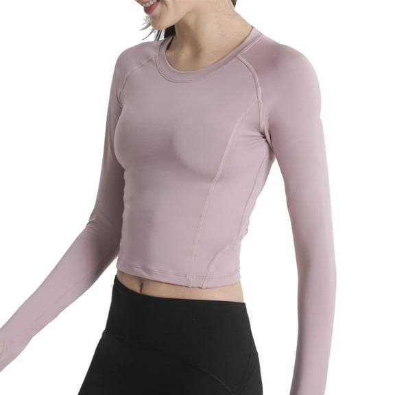 Long Sleeve Athletic Workout Athletic Yoga Gym Crop Tops for Women