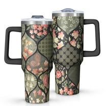 OBREWU Pioneer Flower Tumbler with Handle and Lid,Pioneer Flower 40oz Double Wall Vacuum Insulated Tumbler,Cups Gift for Women and Men