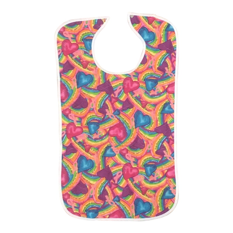 Quilted Washable Adult Bib with Snap ClosureAssorted Prints (Fun