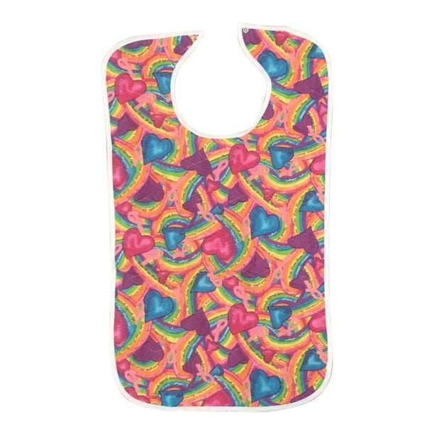 Quilted Washable Adult Bib with Snap ClosureAssorted Prints (Fun