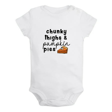 

Chunky Things & Pumpkin Pie Novelty Rompers For Babies Newborn Baby Unisex Bodysuits Infant Jumpsuits Toddler 0-12 Months Kids One-Piece Oufits (White 18-24 Months)