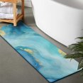 thumbnail image 2 of Blue and Gold Marble Wavy Veins Pattern Bathroom Rugs Mat,Non Slip Microfiber Bathroom Rug,Rubber Backing,Soft Bathroom Mats for Bathroom Floor,Tub and Shower,47x17in(120x43cm), 2 of 5