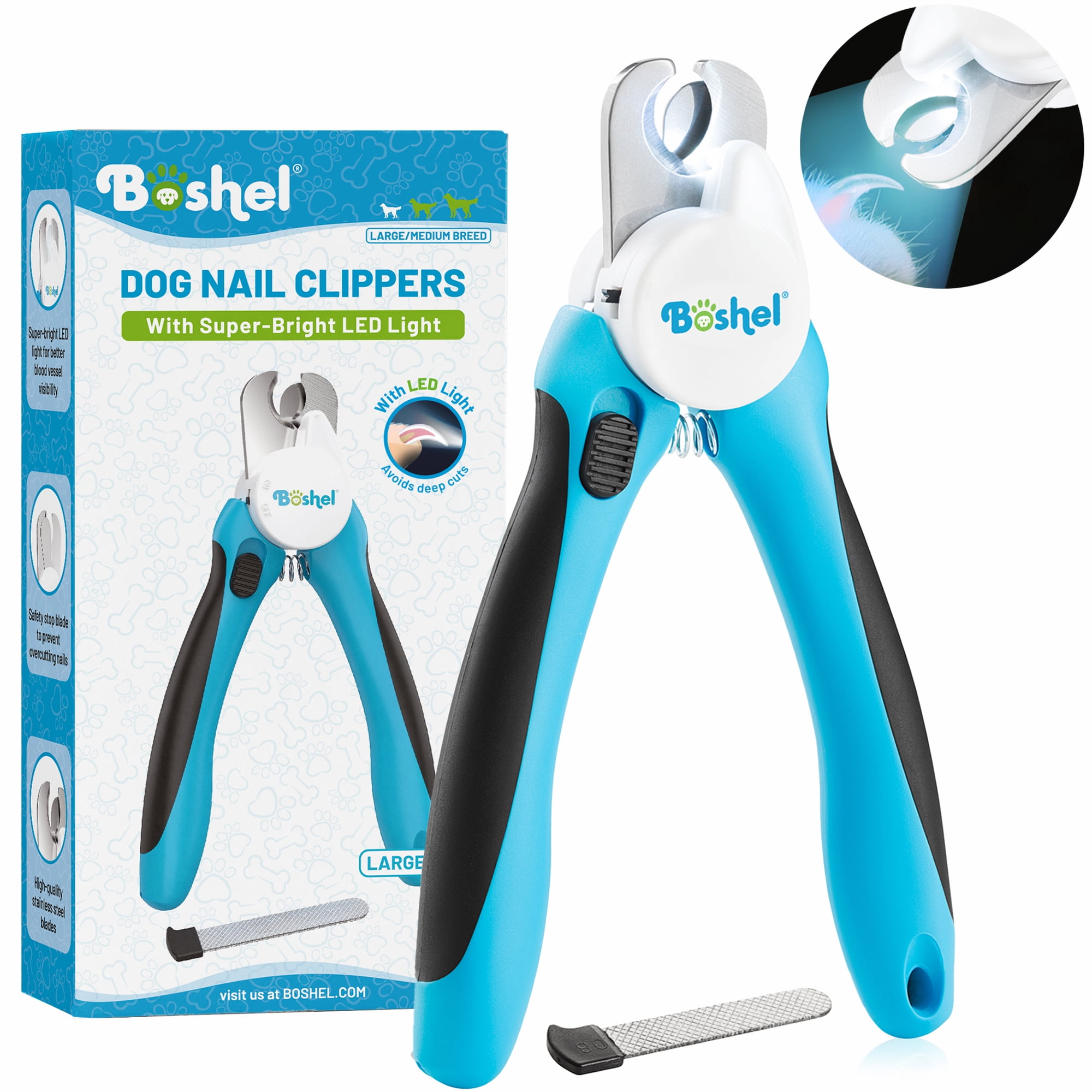 BOSHEL LED Dog Nail Clippers with Safety Guard, Battery Powered photo 1
