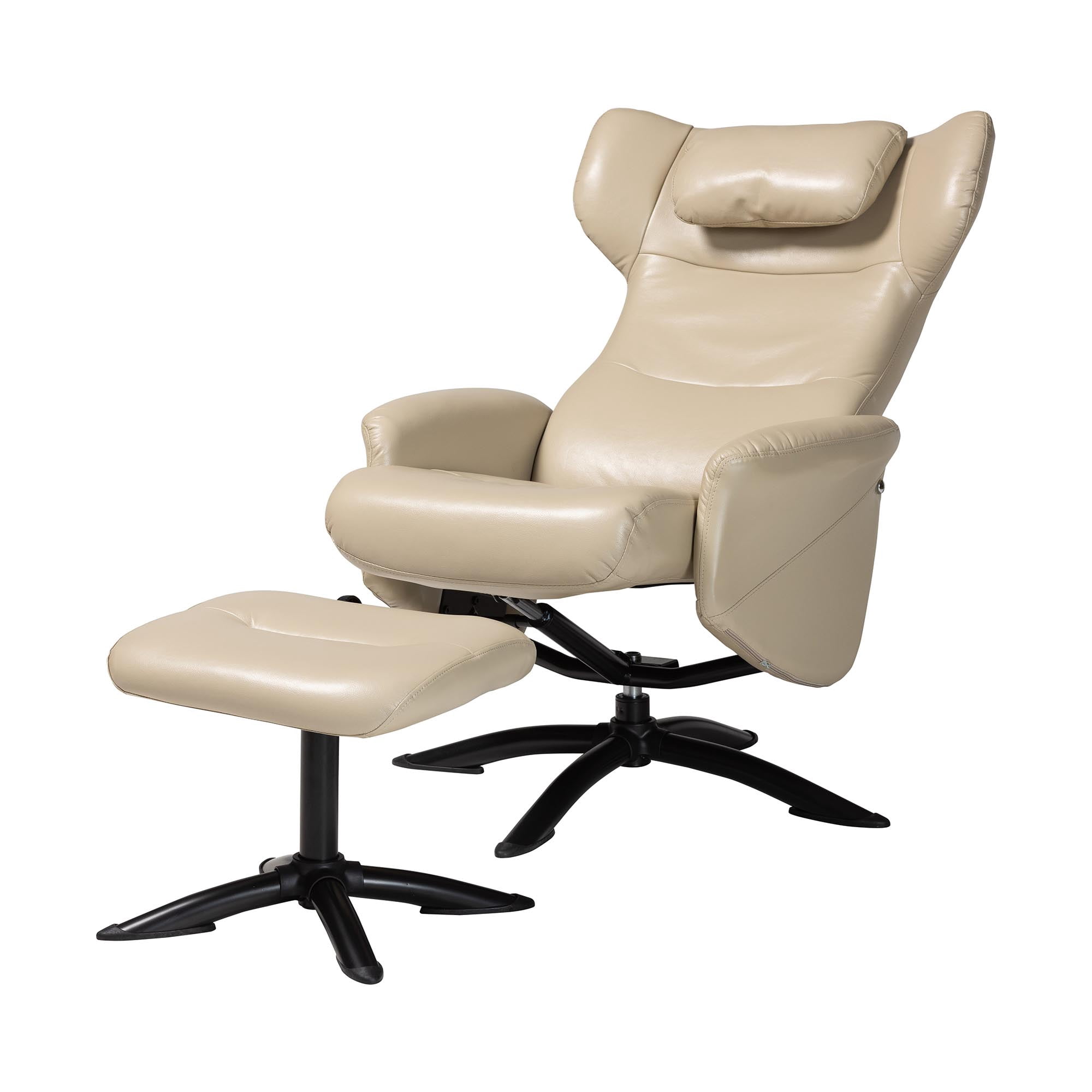 Baxton Studio Elwood Modern Lounge Chair and Footrest Set, 2-Piece, Black