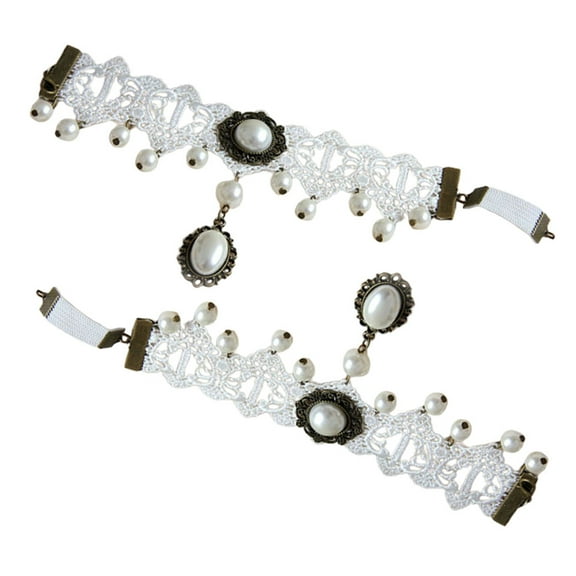 OFFIGAM 2Pcs Elegant White Lace Arm Bands Decorative Detachable Sleeve Accessories