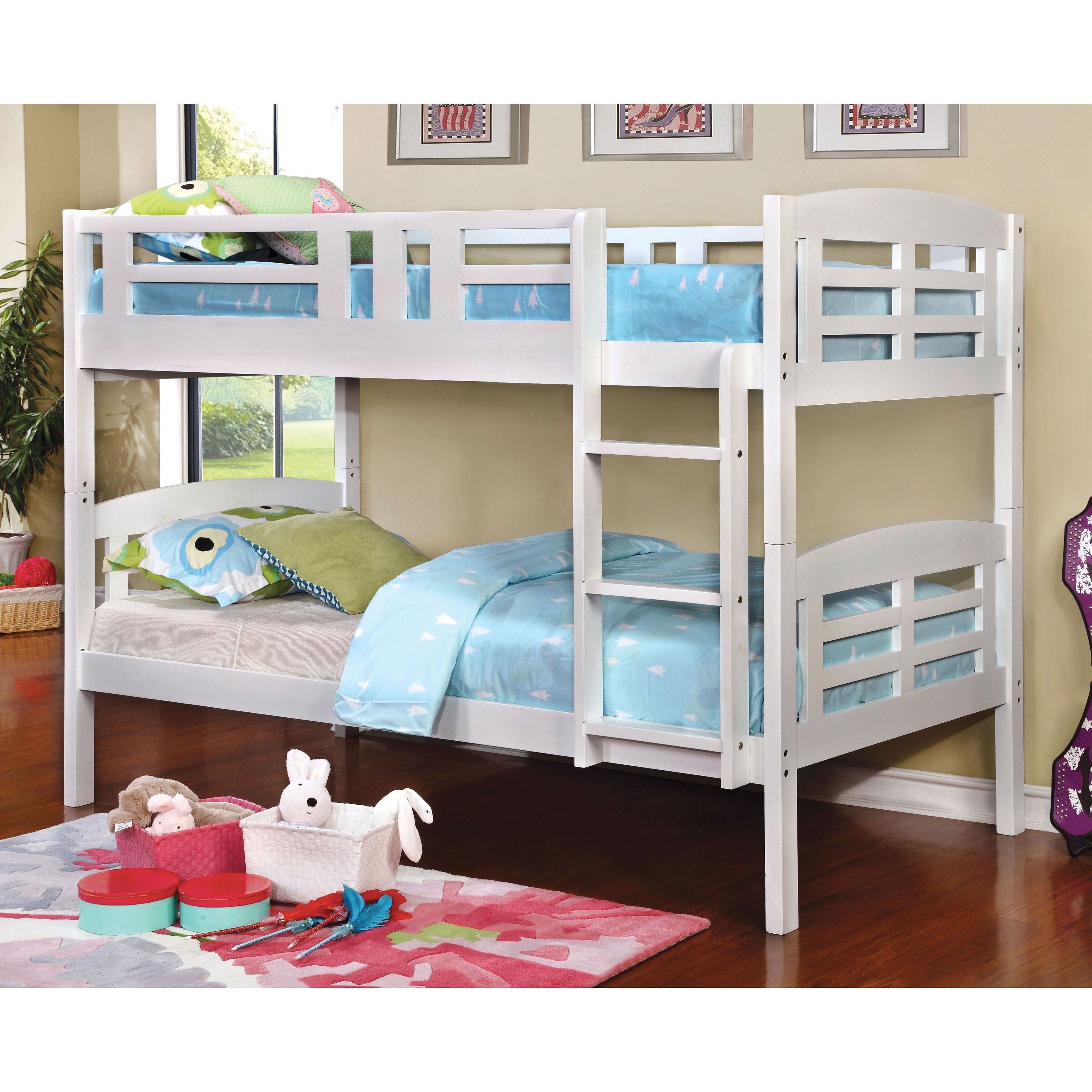 modern white bunk bed