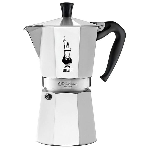 Bialetti Aluminum 9 Cup Stovetop Steamer Espresso Coffee Maker Brewer, Silver