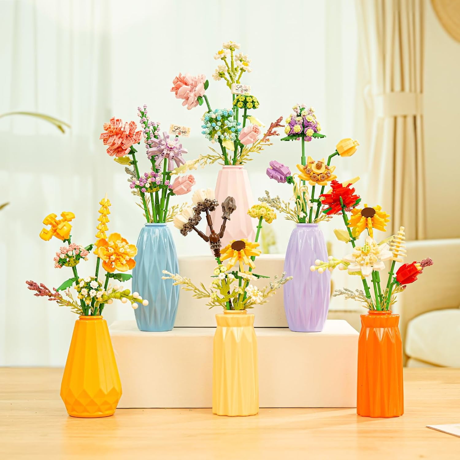 botanicalさま GZBrick Flowers Bouquet Botanical Building Set with Vase for