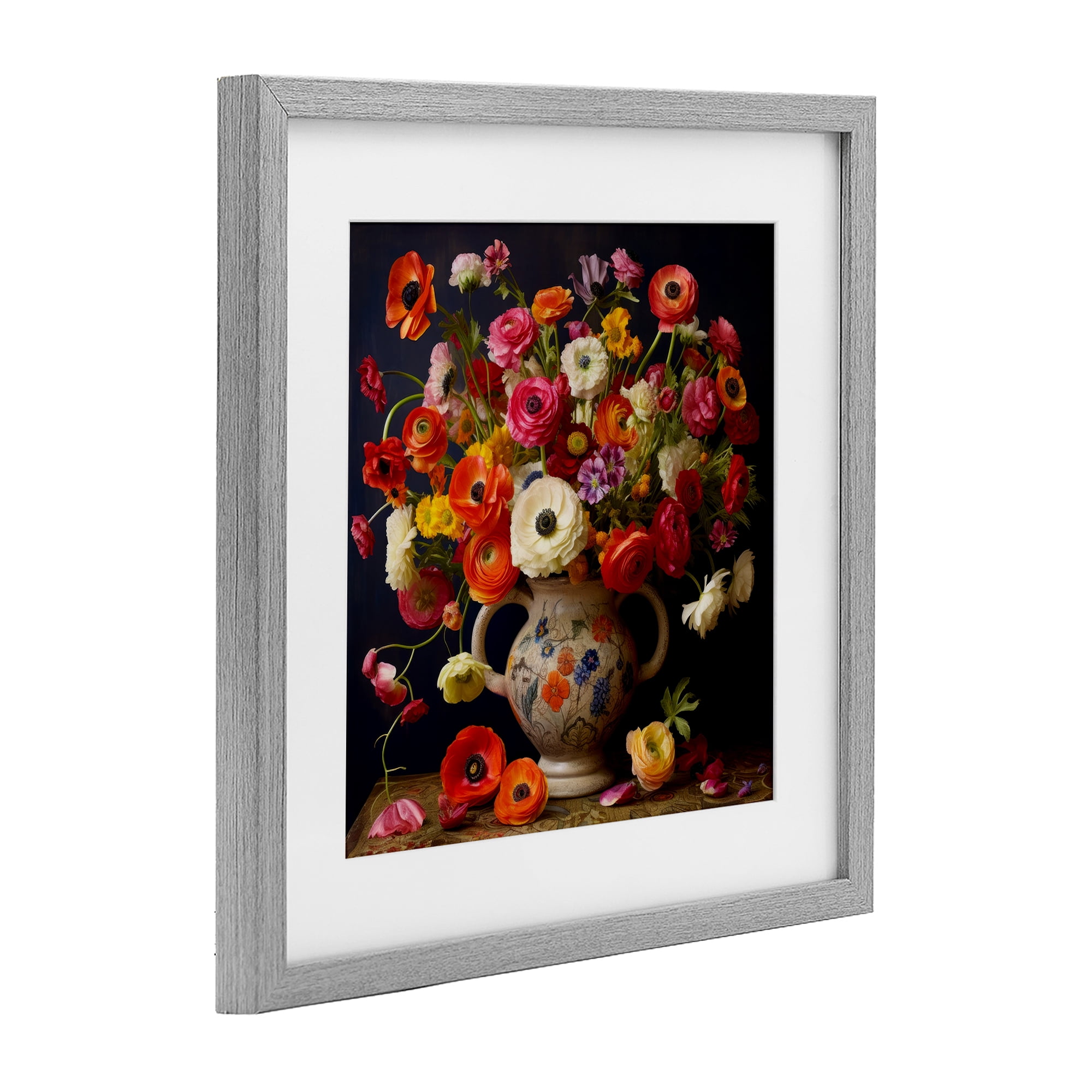 Stupell Industries Harmonious Bouquet Composition Gray Framed Print Under Glass, design by Lazar Studio