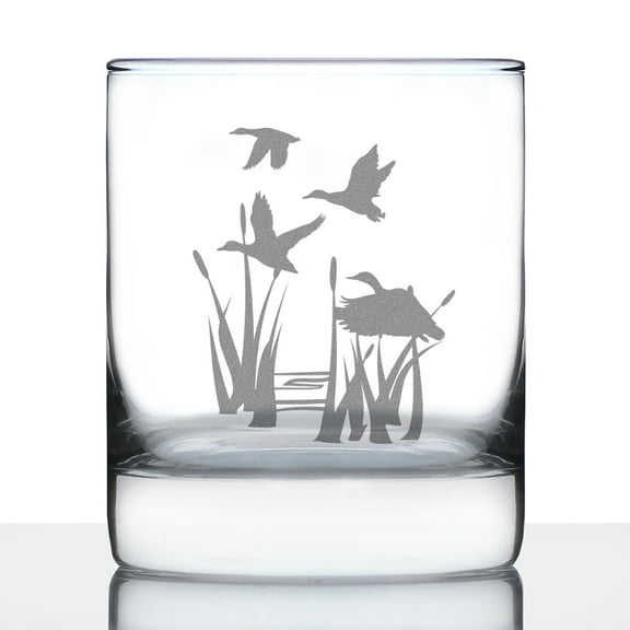 Bevvee Whiskey Rocks Glass 10.25 oz Duck Pond Gifts for Duck Hunters Glassware & Drinkware