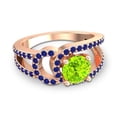 thumbnail image 3 of 2.50 Carat Round Cut Peridot & Blue Sapphire Gemstone Latest Anniversary Ring for Ladies Solid 14K Rose Gold Size 7 by Diamond-Capitals, 3 of 8