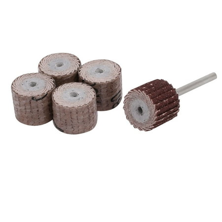 Grinding Mandrel - 5pcs 15mm Dia 80 Grit Sandpaper Flap Sanding Wheel Grinding Head w Mandrel
