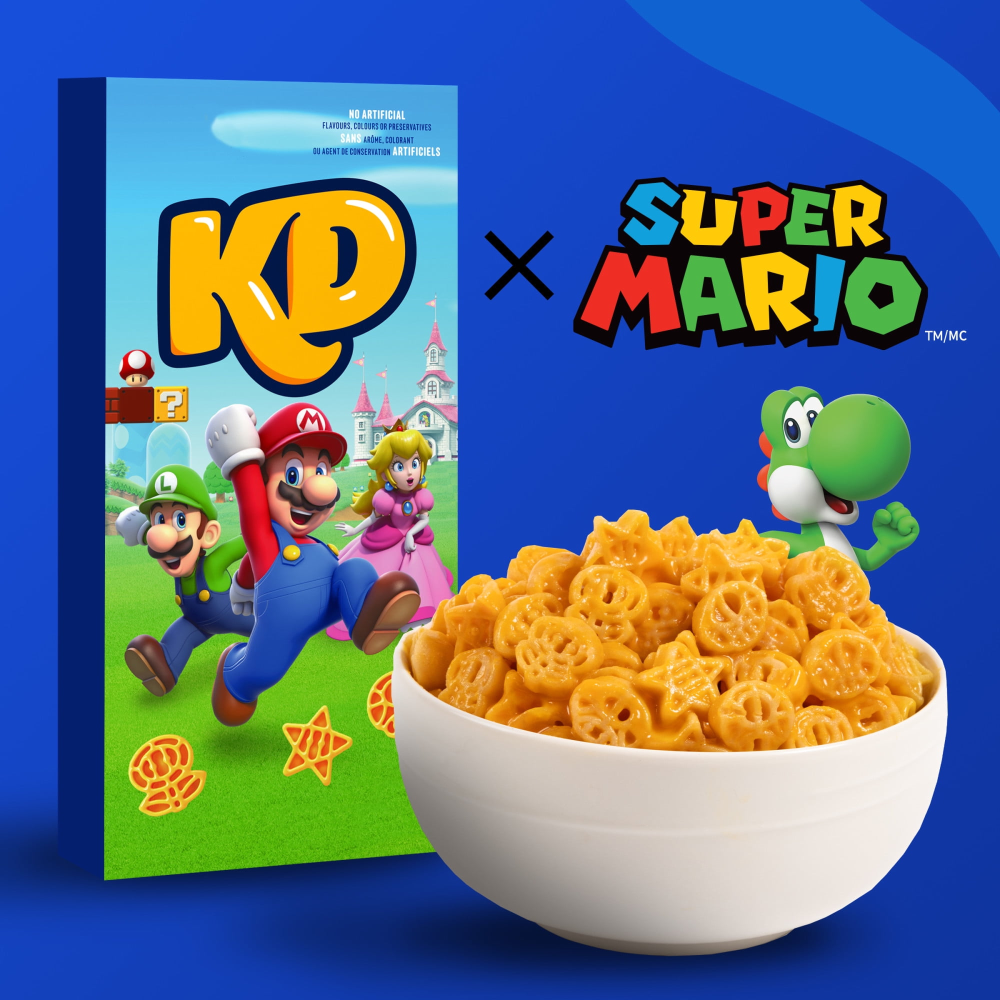 KD Super Mario Power-Up Pasta Shapes Macaroni and Cheese, 156 g Box, Boxed Mac & Cheese - 156g