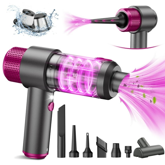 EYYA - Aspiradora de Coche de Mano sin Cable, 15000 PA, aspiradora de Coche de Alta Potencia y Plumero de Aire, Mini aspiradora portátil 4 en 1 con luz LED, aspiradora de Mano para Coche, Oficina en