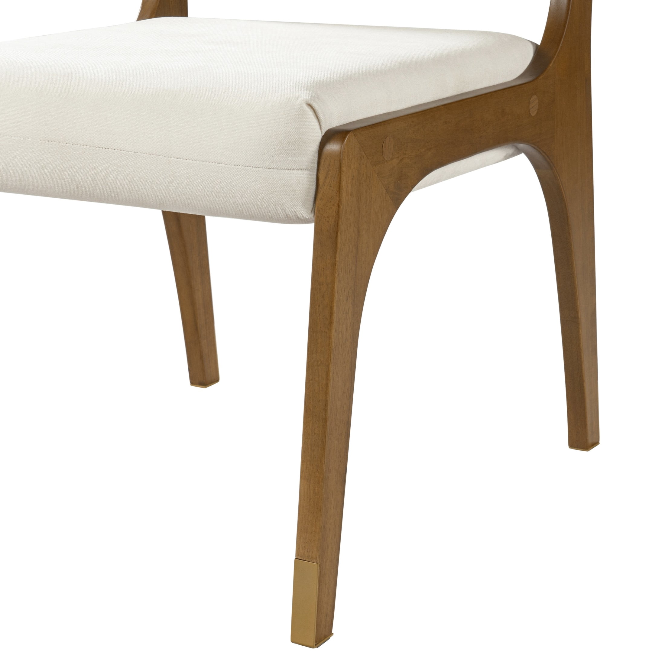 Christopher Knight Home Mid-Century Upholstered Dining Chairs, Solid Wood Frame, Walnut+Beige, Set of 6
