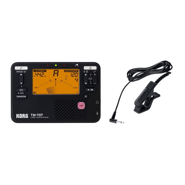 Sintonizador y metrónomo Korg TM-70C con micrófono de contacto - Negro