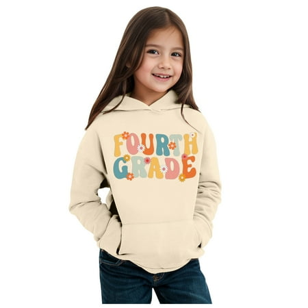 

XIFHUI Girls Crewneck Sweatshirt Kids Boys Girls Autumn WInter School Season Kindergarten Letter Printed Long Sleeve Hoodie Warm and Comfortable Tops Children s Clothing (Light Yellow 12-18 Months)
