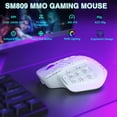 thumbnail image 2 of SM809  Gaming  with 9 Side Buttons,24000 DPI   for Gamer,16 Programmable Macros MMO ,White, 2 of 6