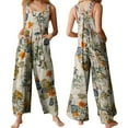 thumbnail image 3 of Caitzr Women Boho Printed Casual Overalls Loose Baggy Bib Pants Jumpsuit Bohemian Wide Leg Overall Plus Size, 3 of 7