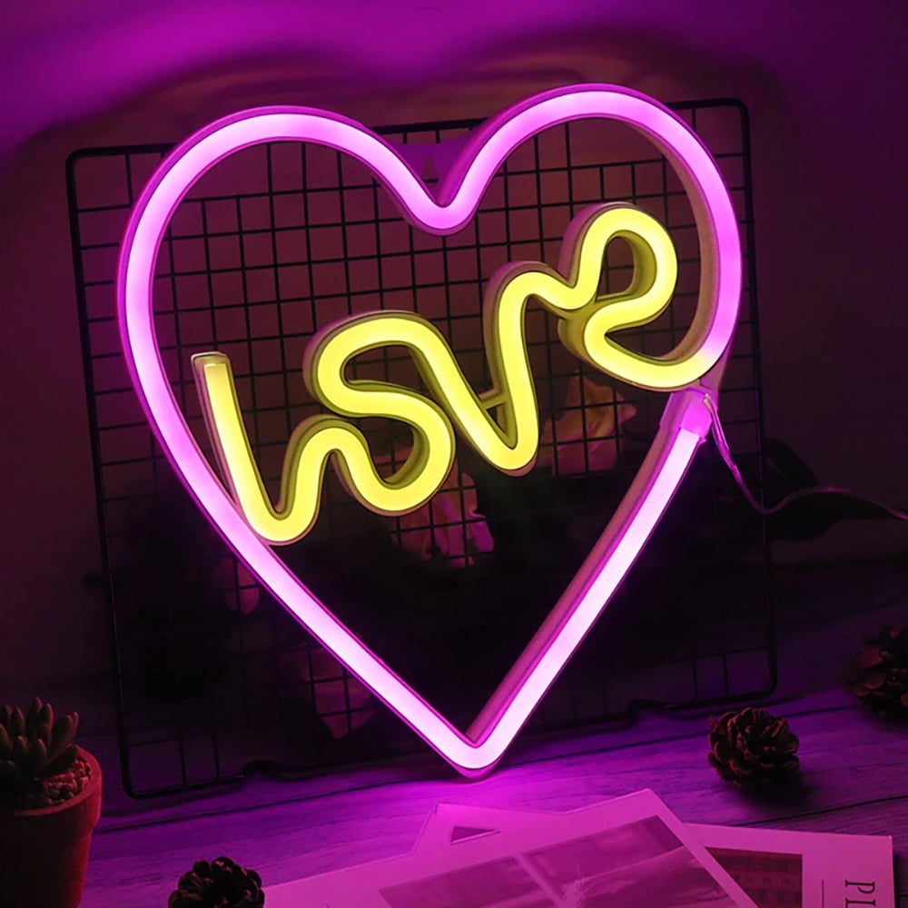 Love Night Lights LED Neon Signs USB Battery Operated Wall Decor Home Party Room