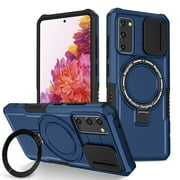 TECH CIRCLE Case for Samsung Galaxy S20 FE (6.5") - [Sliding Cover for Camera Protection] [Compatible with MagSafe] Shockproof Multifunctional Case with Hidden Kickstand/Phone Ring Holder,Royal Blue
