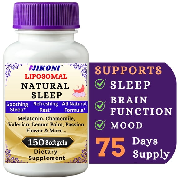 Nikoni Liposomal Sleep & Mood Support Supplement, Natural Blend for Relaxation & Emotional Wellness – 150 Softgels