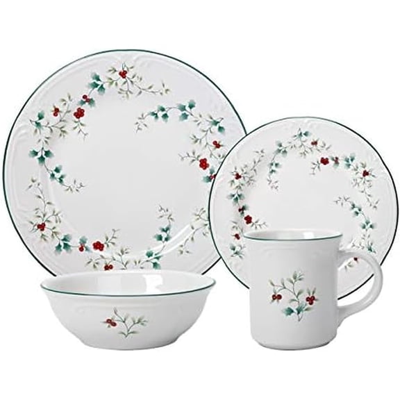 Winterberry 16-Piece Dinnerware Set Scalloped Stoneware