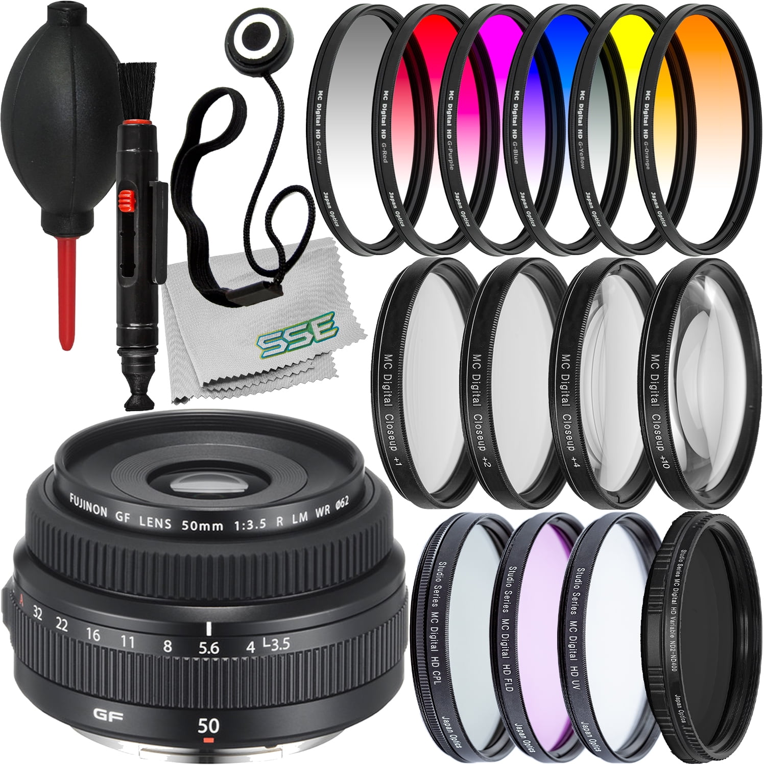 FUJIFILM GF 50mm f/3.5 R LM WR Lens with Essential Accessory Bundle