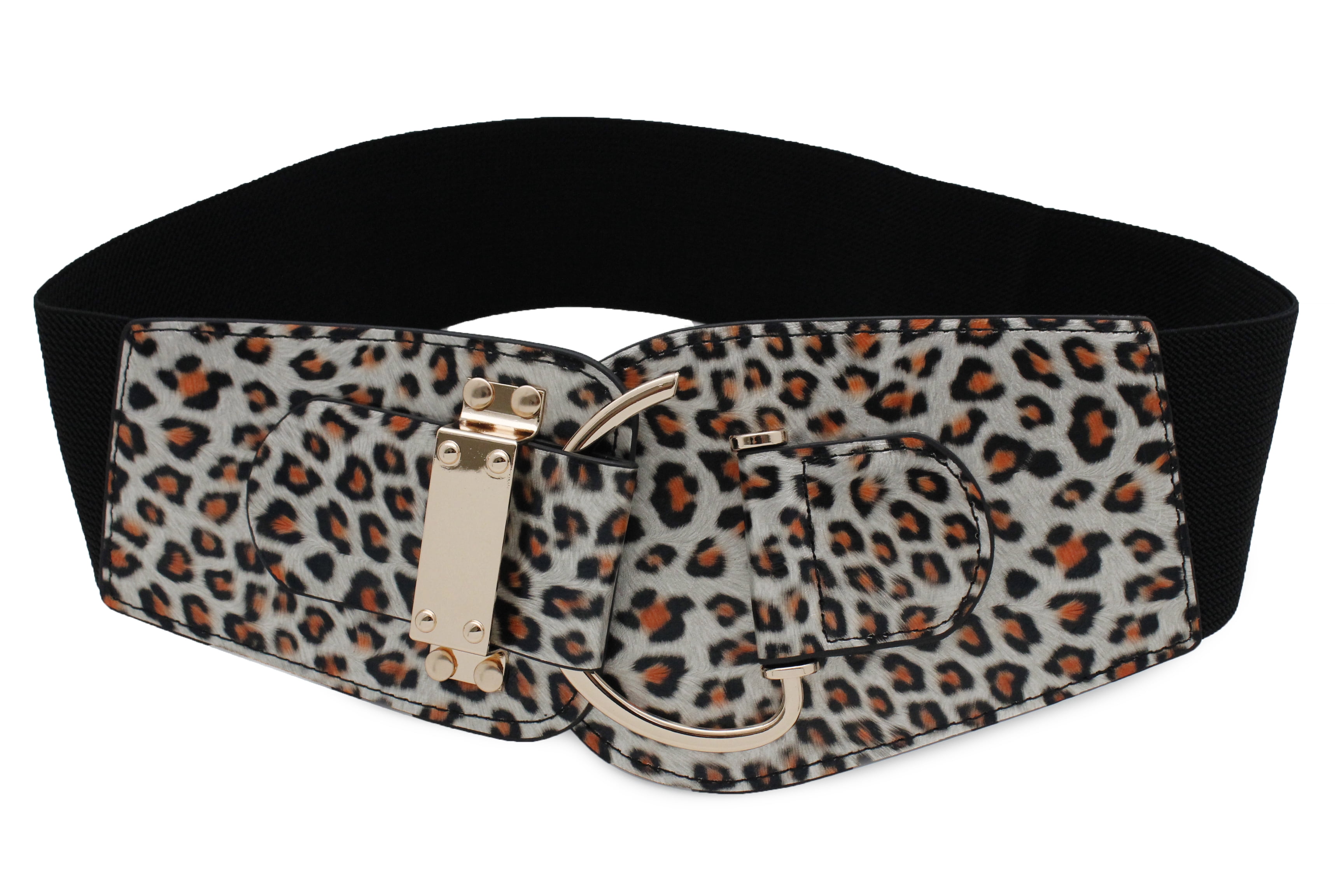  TFJ Women Elastic Wide Belt Hip High Waist Leopard