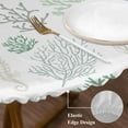 thumbnail image 5 of Green Coastal Fitted Tablecloth with Elastic Edged, Round Table Cloth for Dining Table, Nautical Summer Beach Coral Sea Turtle Waterproof Oil Proof Table Cover for Indoor Outdoor 45"-54", 5 of 9