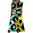 thumbnail image 2 of SMihono Robe d'Été Bohème pour Femmes Grande Taille Mode Décontractée d'Été avec Poches Manches Courtes Imprimée Col en V, 2 of 4