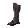 thumbnail image 2 of Men's Lace Up Western Cowboy Boots Round Toe Mid Calf Low Block Heel Leather Solid Color for Street Matching Motorcycle Outdoor Trips Brown b 45, 2 of 9