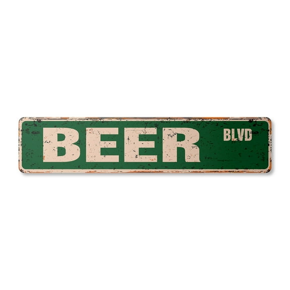 BEER Vintage Aluminum Street Sign new lover drinker road funny rustic metal tin | Indoor/Outdoor | Â 18" Wide