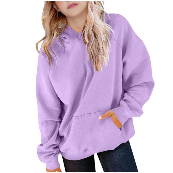 TBWNWG Chandail à Capuchon pour Filles Chandail à Manches Longues Haut Athlétique pour Enfants Hiver Décontracté Confortable, Tailles 5-6 Ans