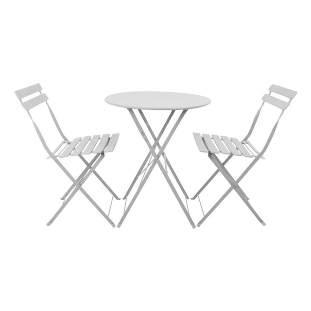 Juego de Muebles para jardín - Set de 3 Piezas Incluye una Mesa Redonda y Dos sillas Plegables para Exteriores - Patio, terraza (Gris Claro)