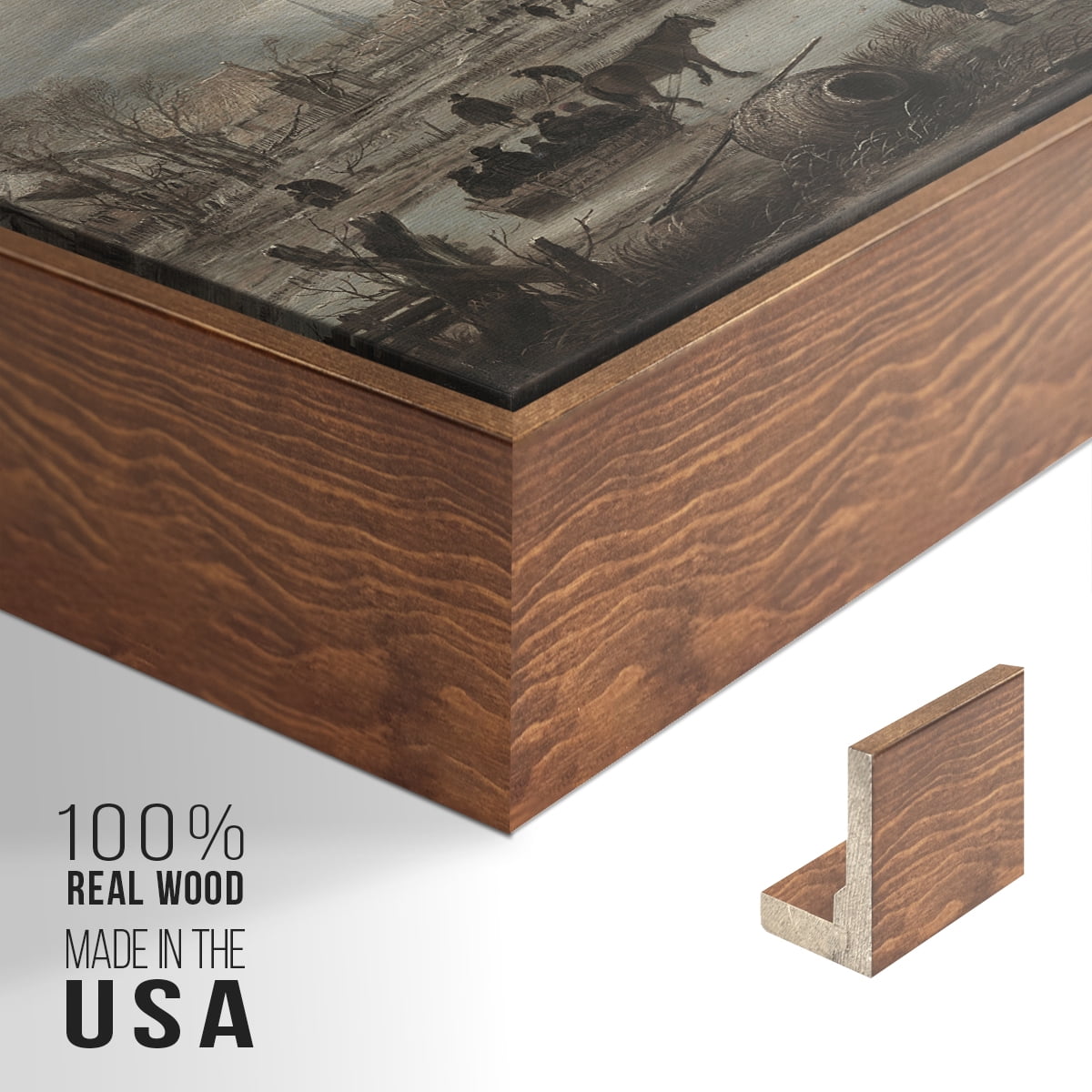 Vintage Landscape-CCCLXXXI By Wexford Home Framed in Walnut Wood Gallery Wrapped Canvas 25 in. x 37 in.