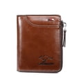 thumbnail image 1 of Mens RFID Blocking Leather Wallet Credit Card ID Holder Zipper Purse Waterproof, 1 of 8