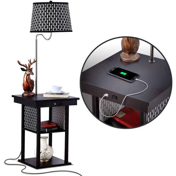Brightech Madison Narrow Nightstand with Built in Lamp, USB Port