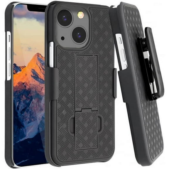 Case Belt Clip for #device_series - Holster Swivel Cover Kickstand Armor Combo Drop-Proof Defender Protective Black W8X for iPhone 13