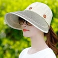 thumbnail image 3 of Fashion Straw Wide Brim Button Cap Collapsible Sun Hat Beach Face Shade Hat Dual-purpose Empty Top Hat Women's Sun Hat BEIGE, 3 of 8