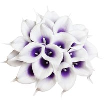 20Pcs Artificial Calla Lily Flower Real Touch Latex Flowers for DIY Wedding Bouquet Party Home Decor (Pure White)