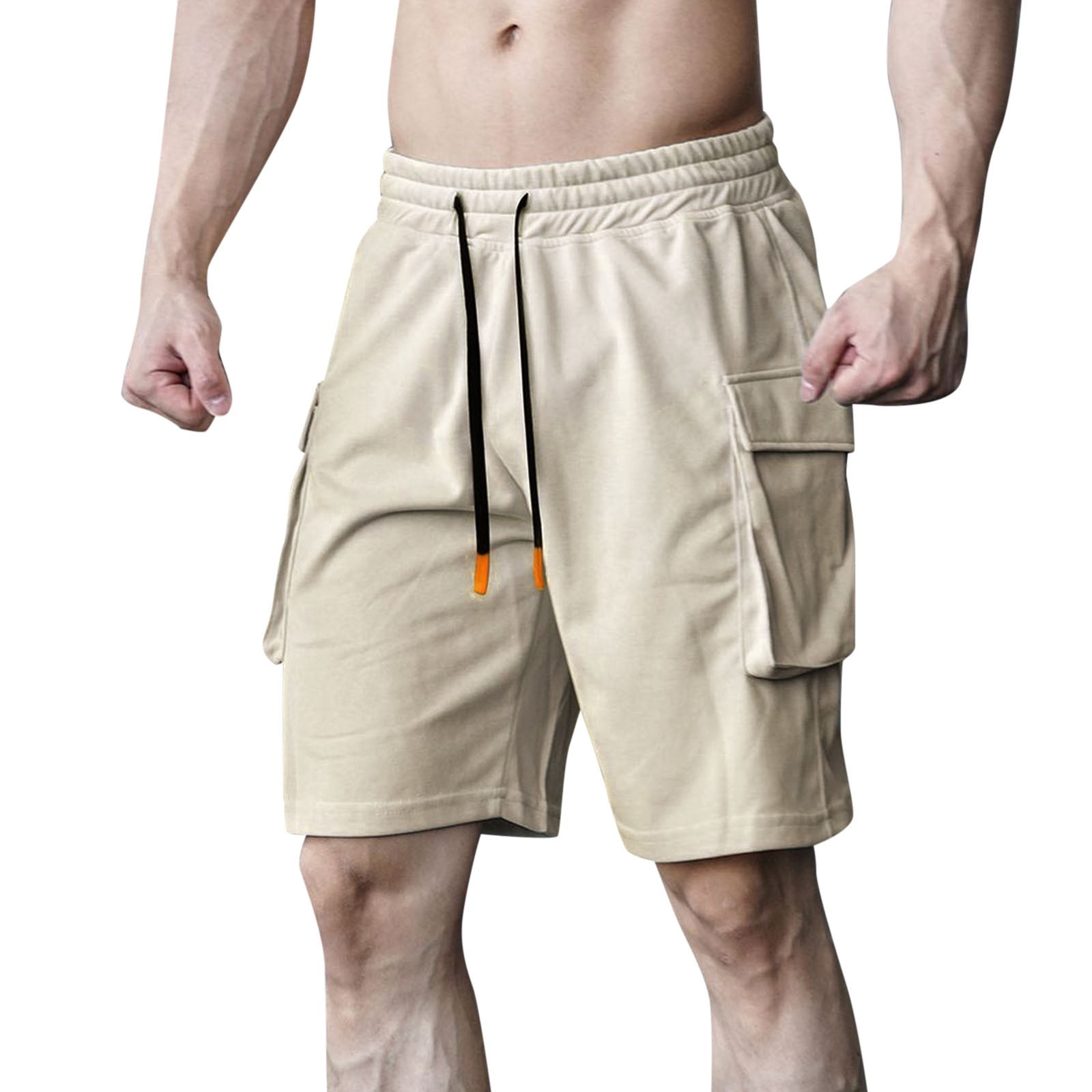 JHLZHS High Waisted Swim Shorts Male Spring Casual Fitness Running Shorts Drawstring Loose Waist Soild Color Pants Pocket Loose Pant Plus Size Workout