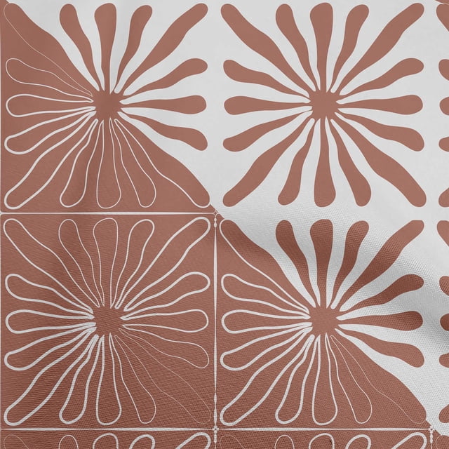 oneOone Viscose Chiffon Brown Fabric Geometric Modern Flower Craft Projects Decor Fabric Printed By The Yard 42 Inch Wide
