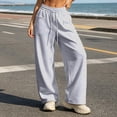 thumbnail image 4 of Xdegoge High Waisted Palazzo Pants for Women Baggy Drawstring Straight Leg Pants with Pockets Comfy Activewear Workout Running Relaxed Fit Summer Bottoms, 4 of 6