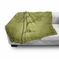 thumbnail image 3 of Olive Green Soft Flannel Fleece Blanket, Mediterranean Olive Tree Silhouette with Ornamental Frame Nature Inspirations, Cozy Plush for Indoor and Outdoor Use, 60" x 80", Olive Green, by Ambesonne, 3 of 6
