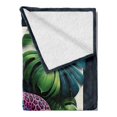thumbnail image 2 of Ambesonne Leopard Fleece Throw Blanket Monstera Colorful Wilds 50"x70" Green Petrol Blue, 2 of 5