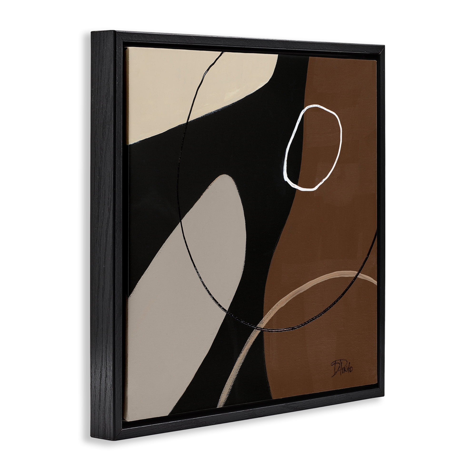Stupell Industries Minimal Project Shapes Abstract Painting Black Floater Framed Canvas Art Print Wall Art, 25 x 25